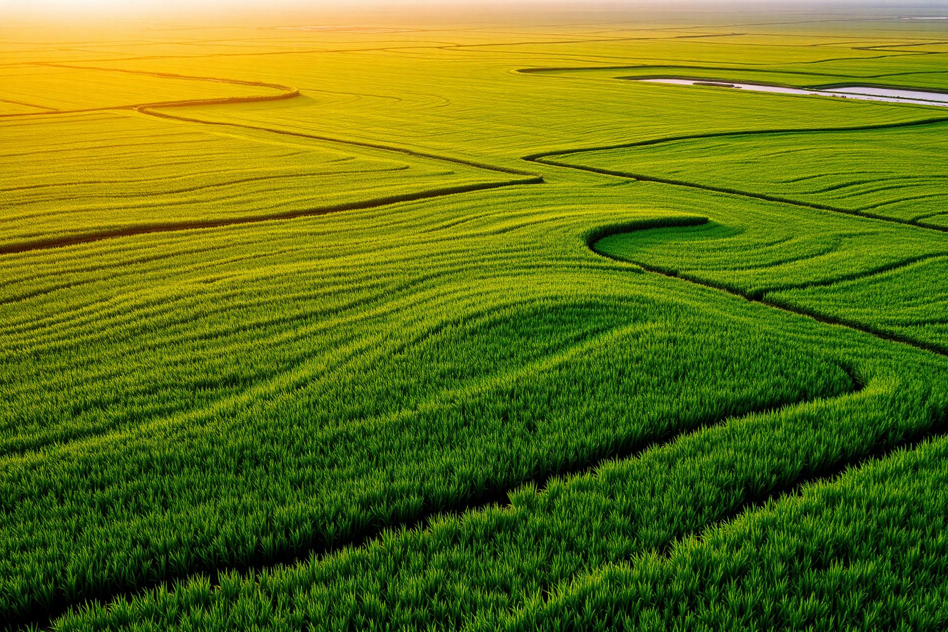 Indian farmland at golden hour
